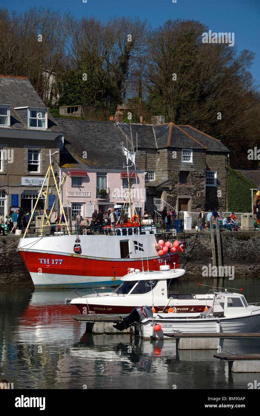 Padstow Cornwall UK Harbour Harbor Quay Marina Fishing Boats Stock