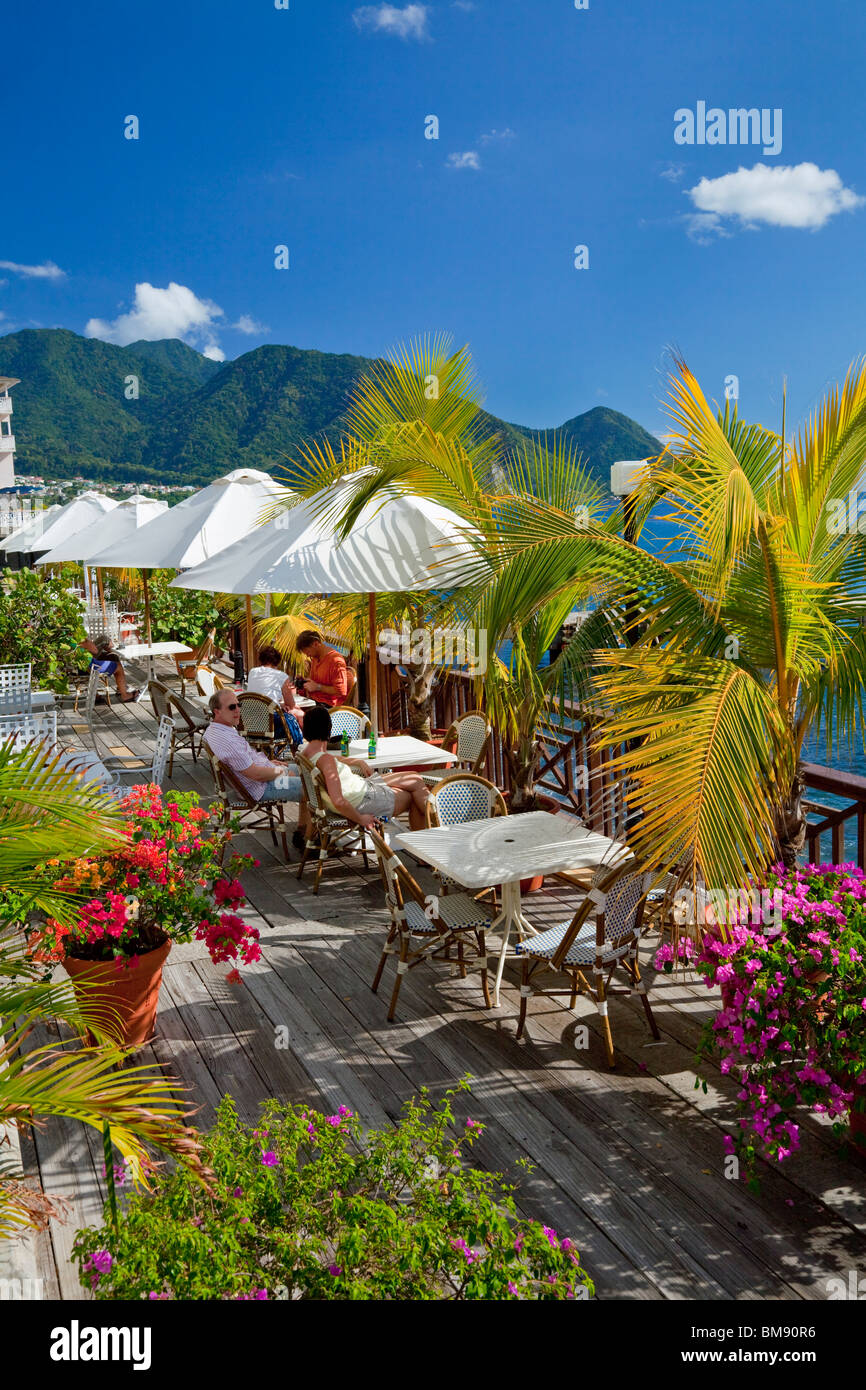 Waterfront restaurants in Roseau, Dominica, West Indies Stock Photo Alamy