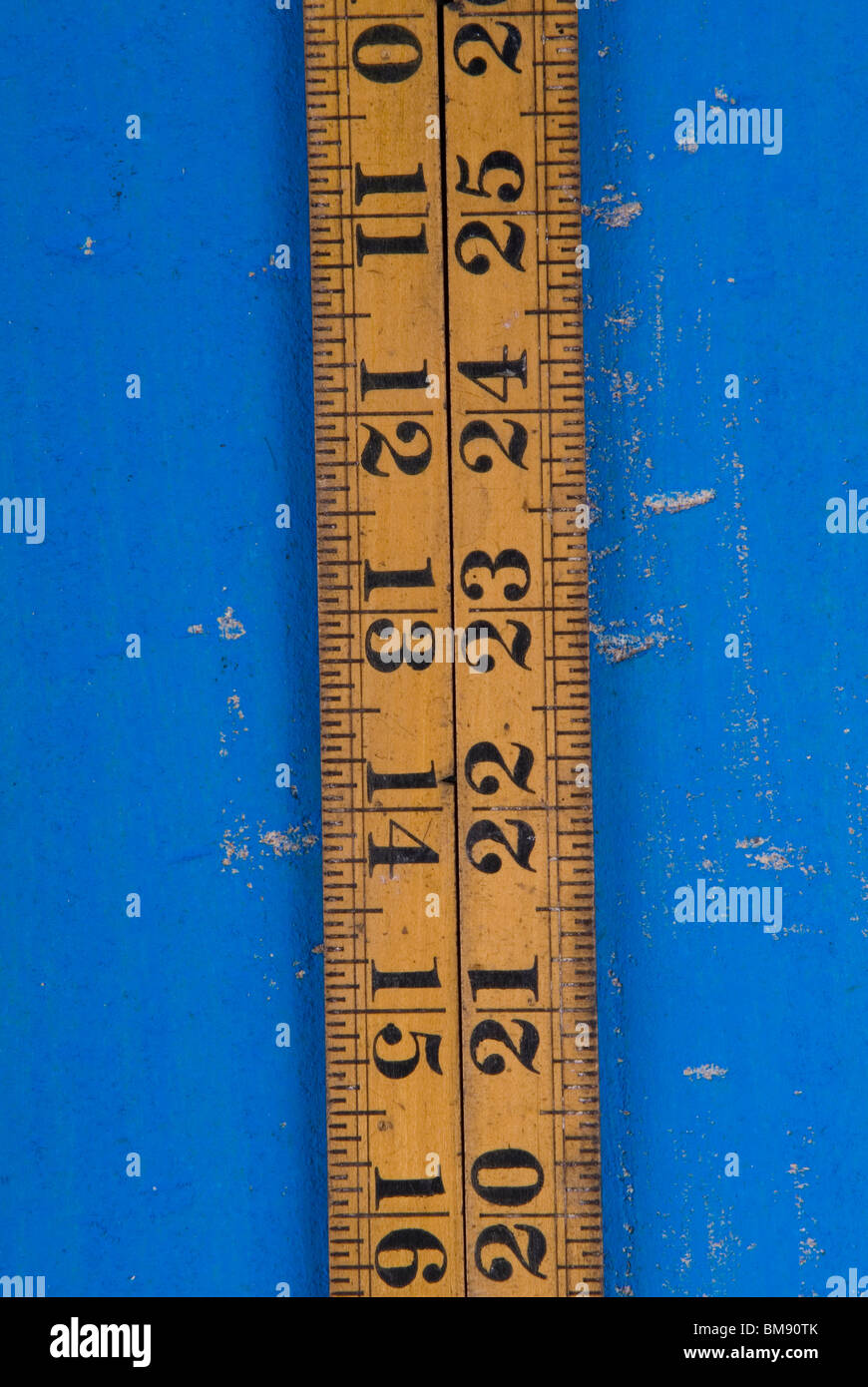 Old fashioned wooden ruler Stock Photo