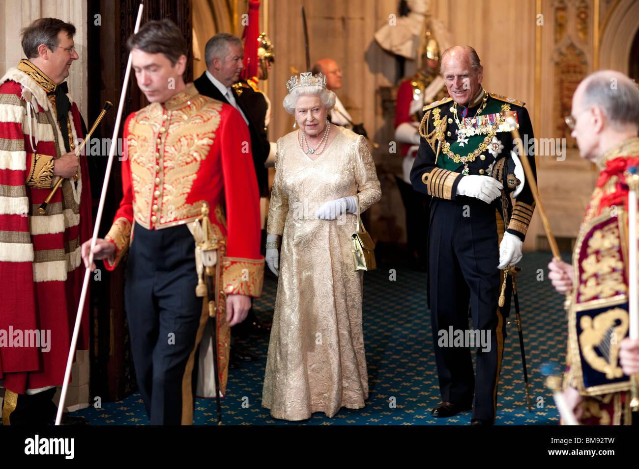 Britain's Queen Elizabeth II at the State Opening of Parliament at the Palace of Westminster in central London Stock Photo