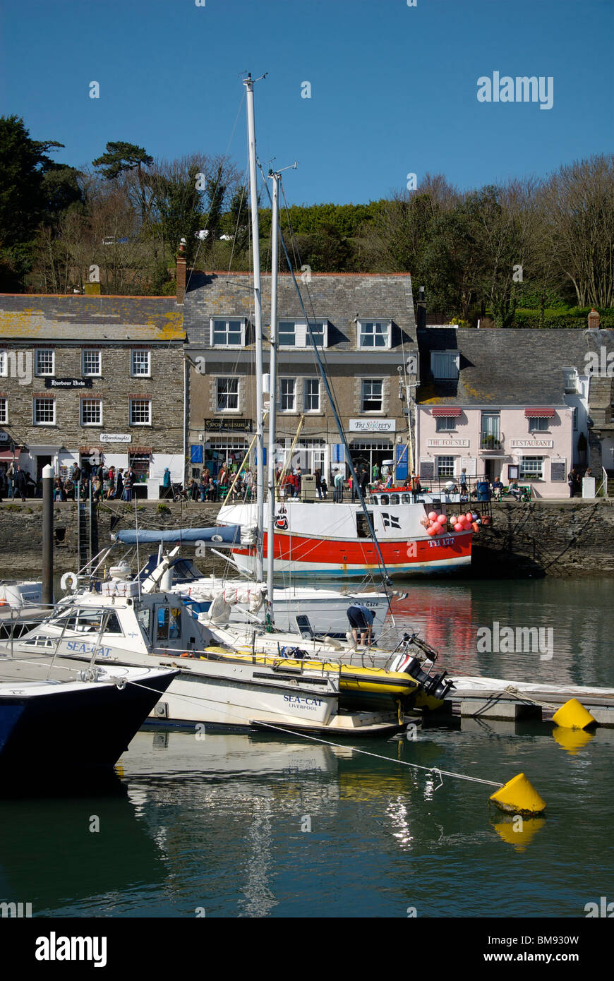 Padstow Cornwall UK Harbour Harbor Quay Marina Fishing Boats Stock