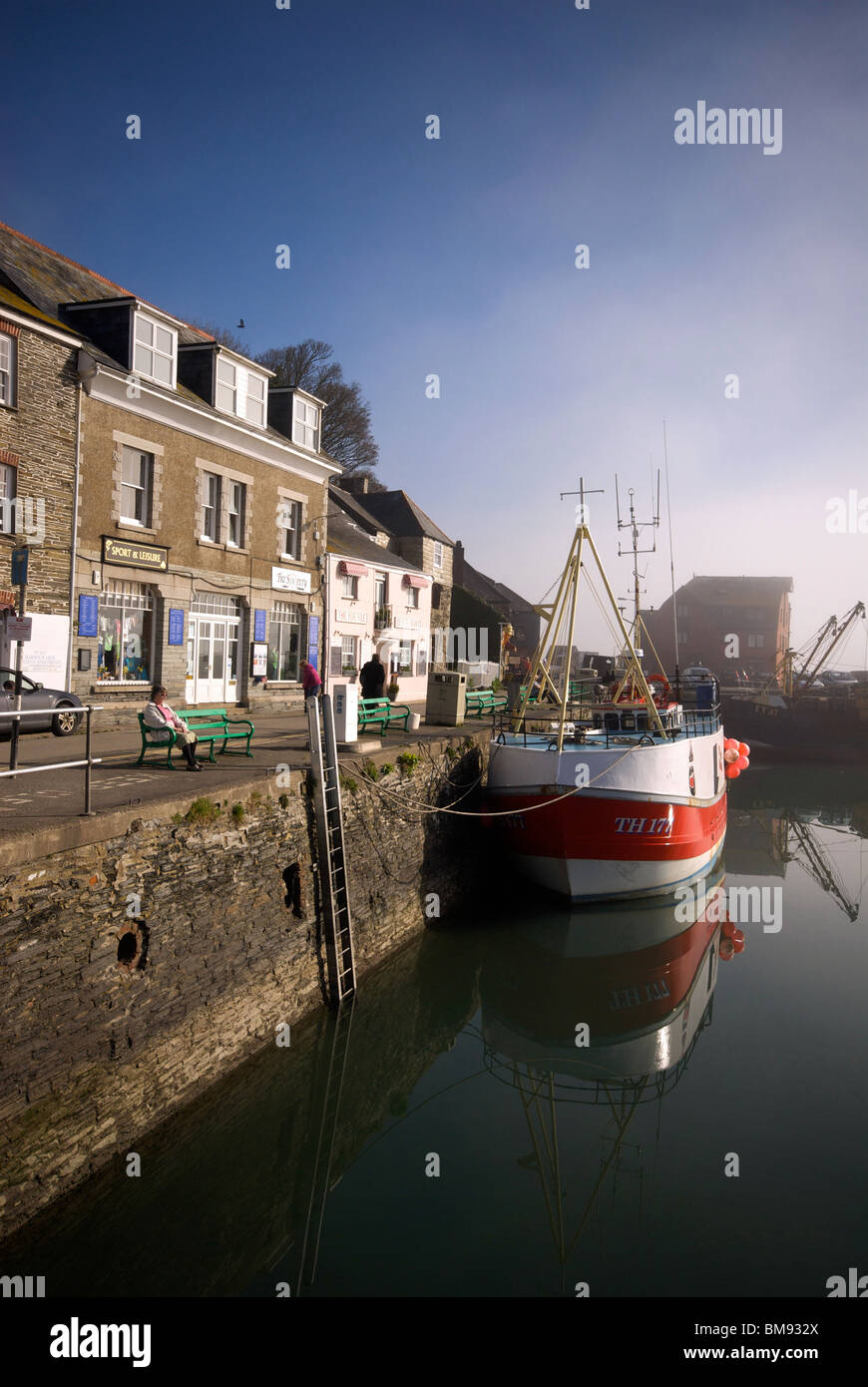 Padstow Cornwall UK Harbour Harbor Quay Marina Fishing Boats Stock