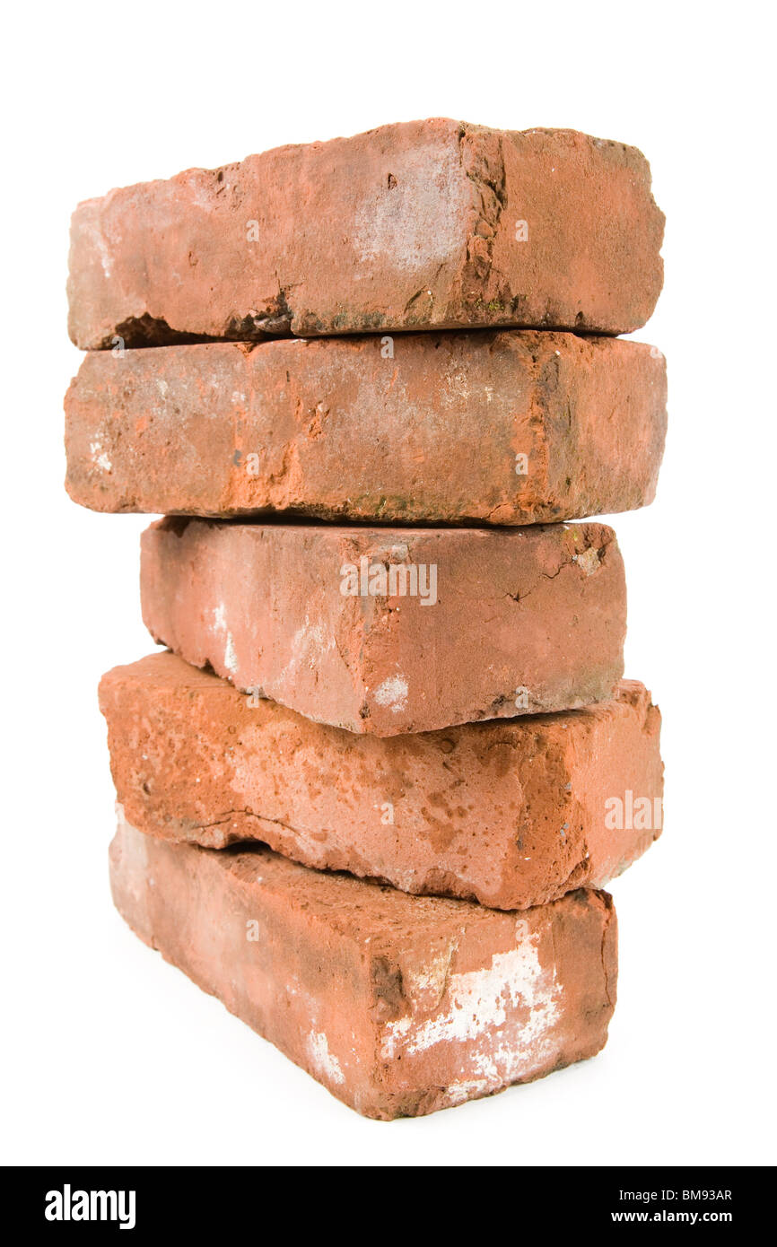 Red Brick with white background Stock Photo