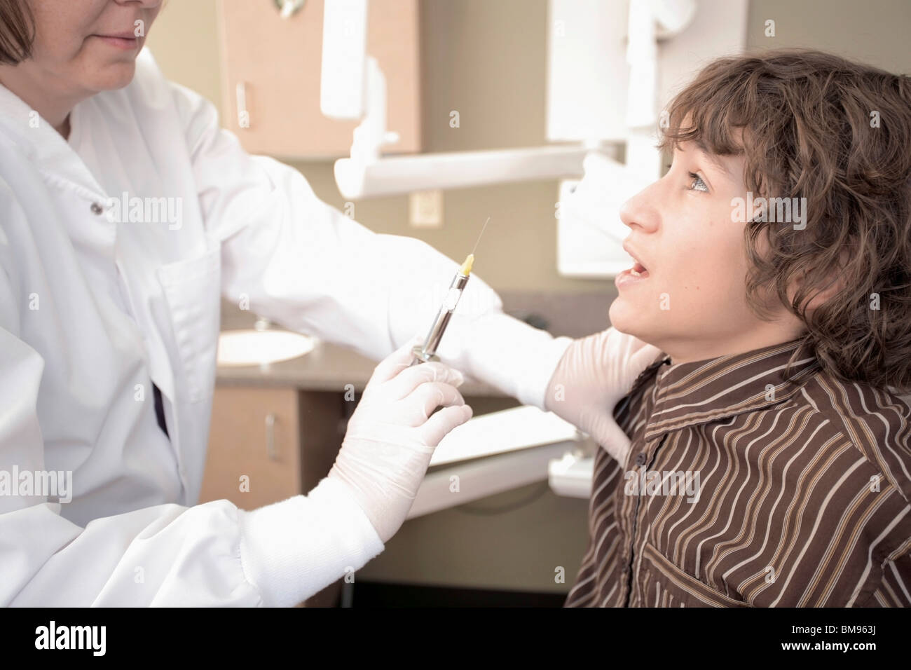 Boy About To Get Needle Stock Photo Alamy