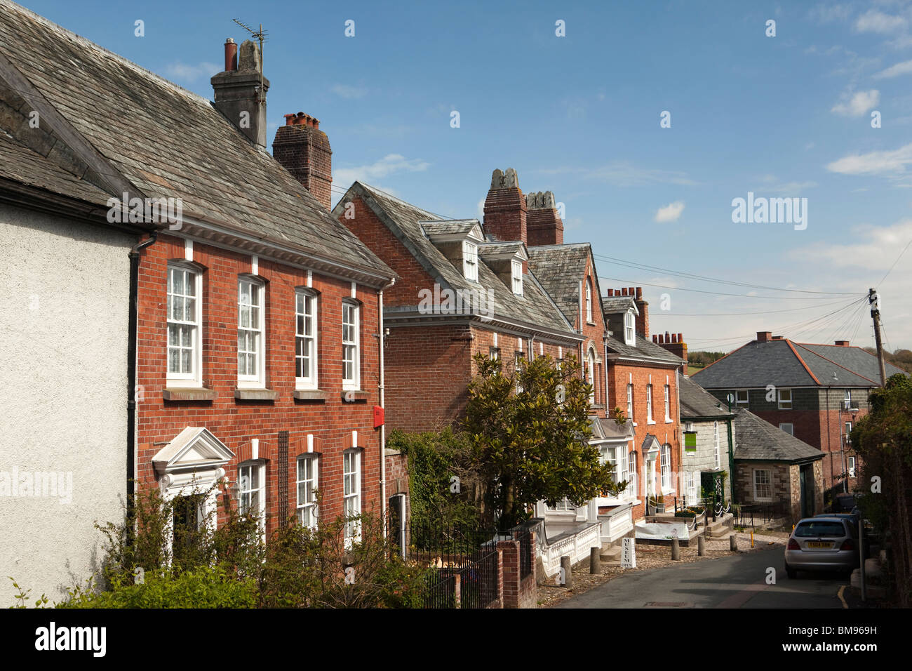 UK, England, Cornwall, Launceston, Castle Street, John Betjeman’s ‘finest Georgian Street in Cornwall’ Stock Photo