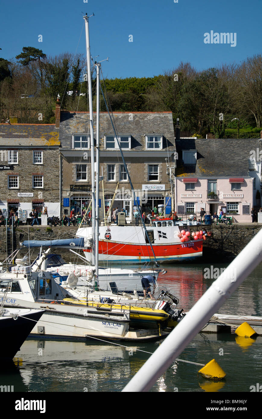 Padstow Cornwall UK Harbour Harbor Quay Marina Fishing Boats Stock
