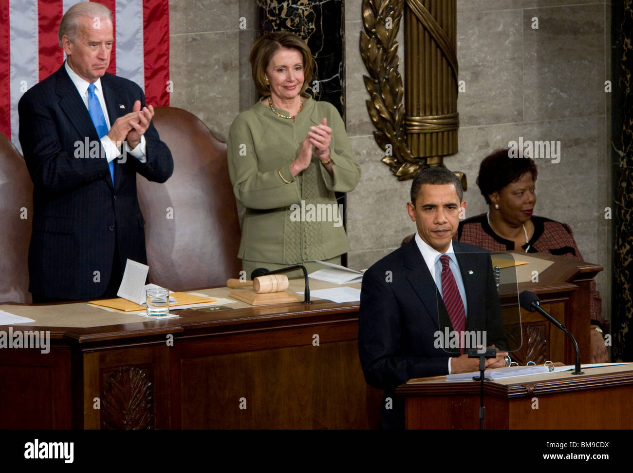 President Barack Obama addresses a joint session of Congress Stock Photo