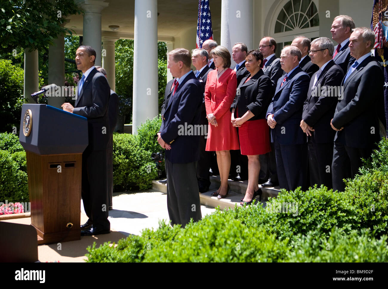 President Barack Obama with Auto Industry Executives. Stock Photo