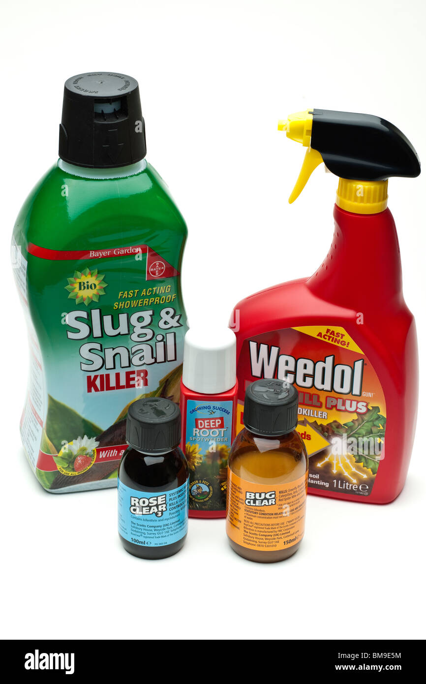Selection of garden pest preventatives Stock Photo