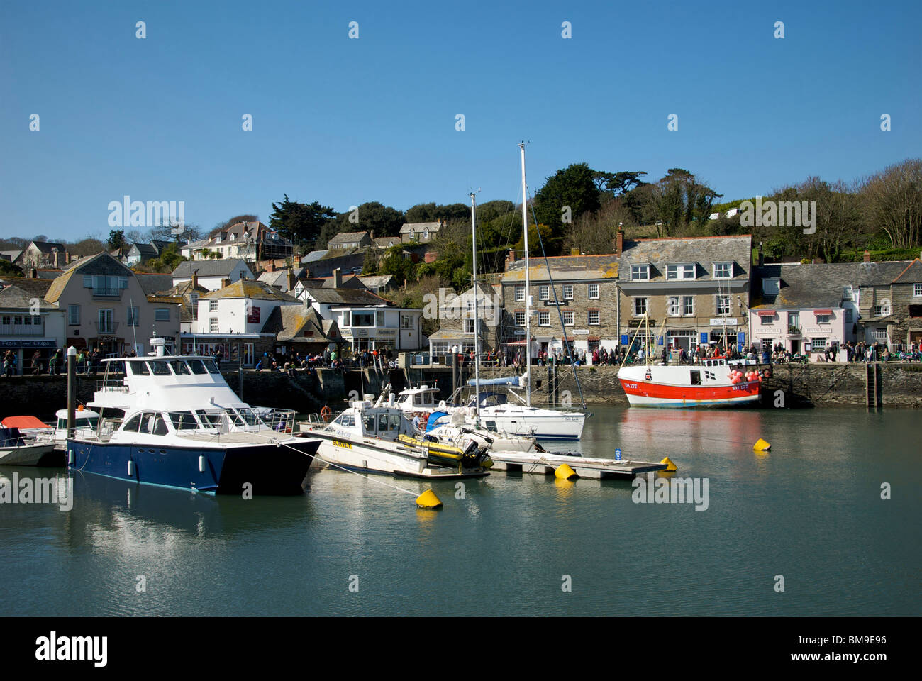 Padstow Cornwall UK Harbor Harbour Quay Marina Fishing Boats Stock