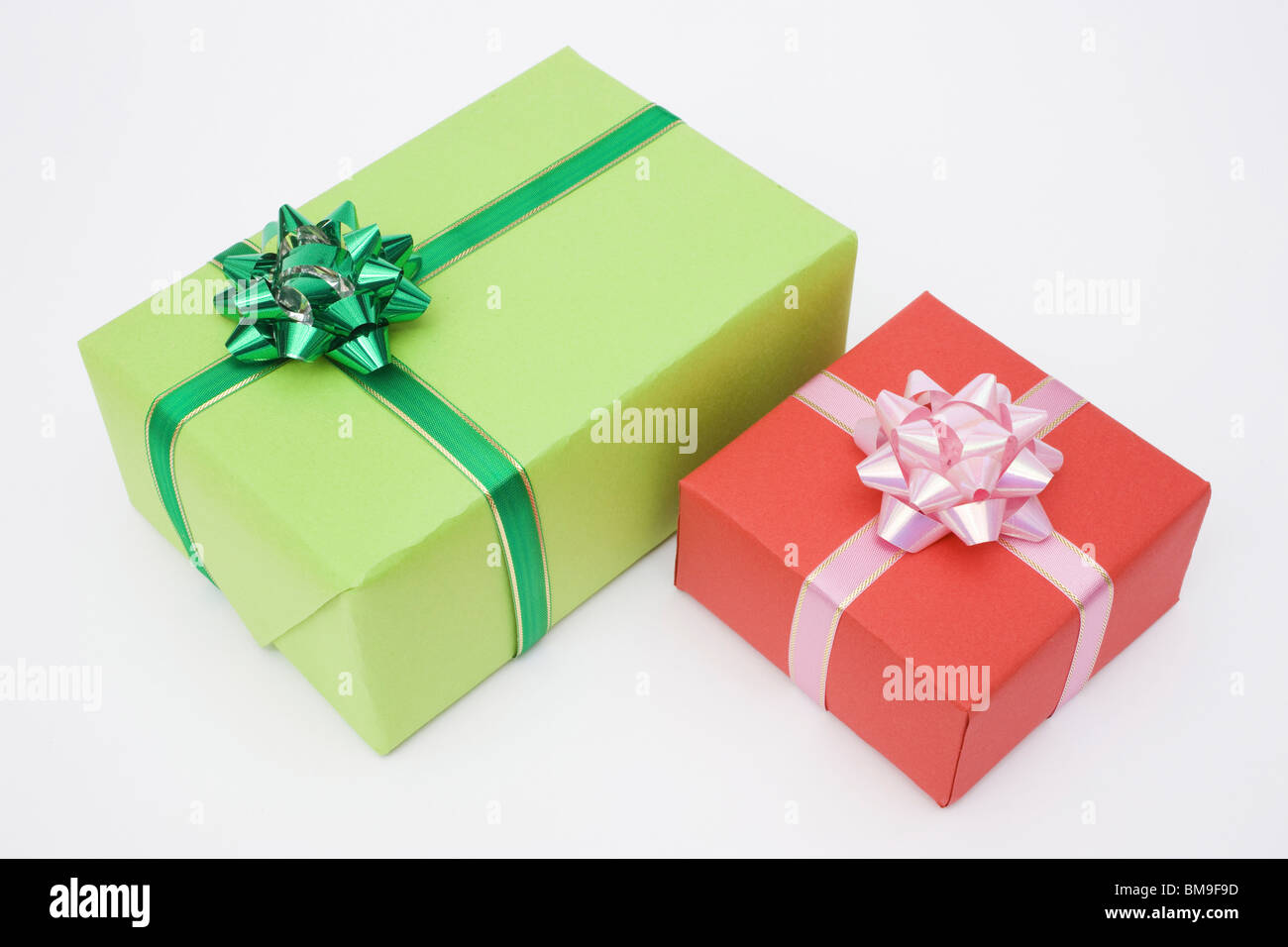 Gift boxes, white background Stock Photo