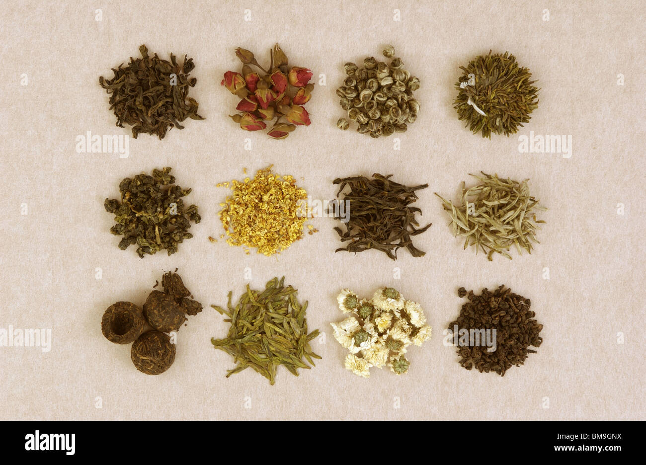 12 types of Chinese teas Stock Photo Alamy