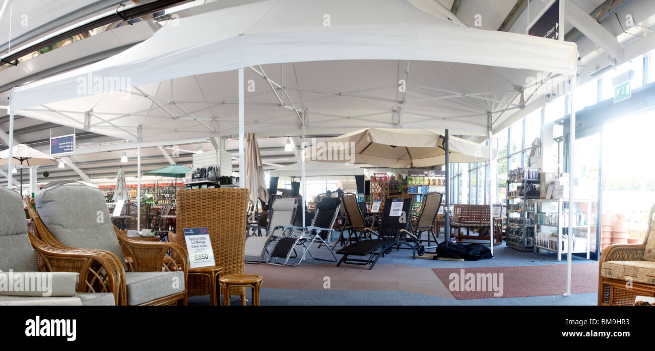 Garden and patio furniture including huge foldable canopy Brookfields garden Centre, Nottingham Stock Photo