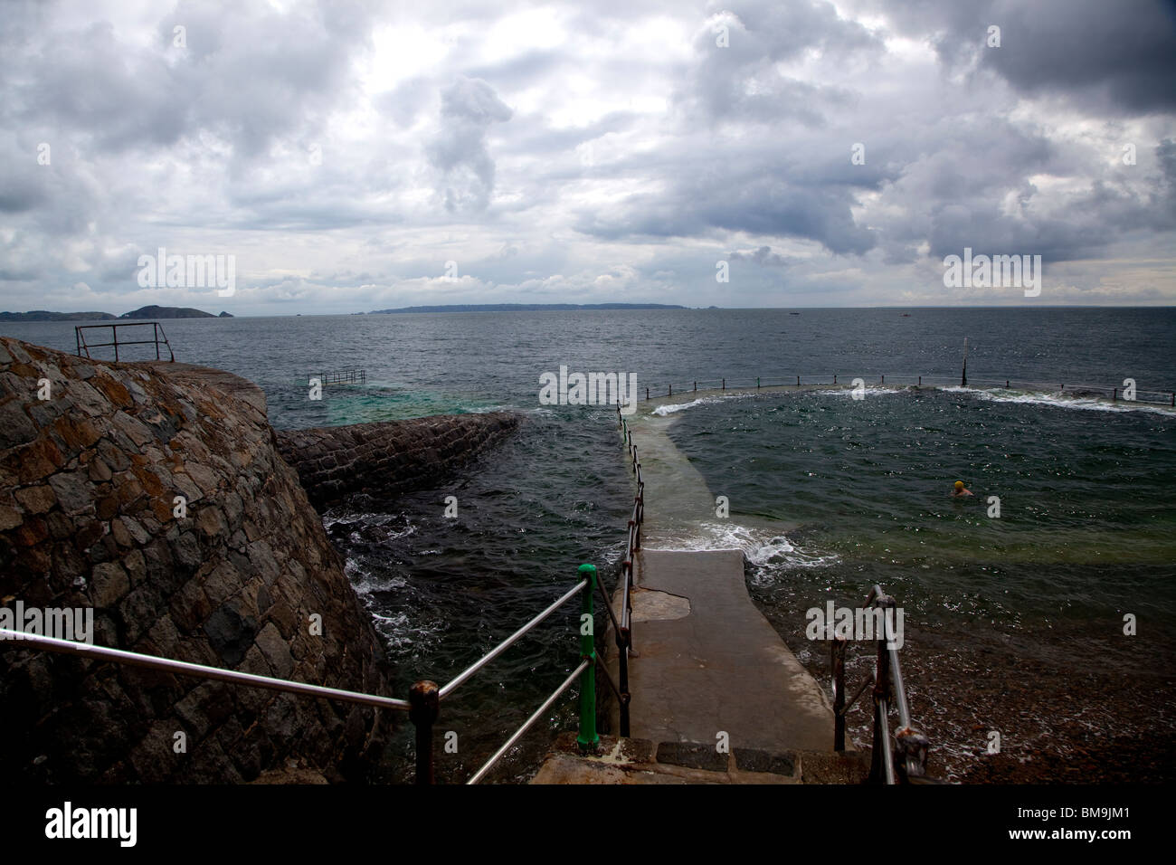 Bathing pool, Guernsey, showing access to swimming pool with person