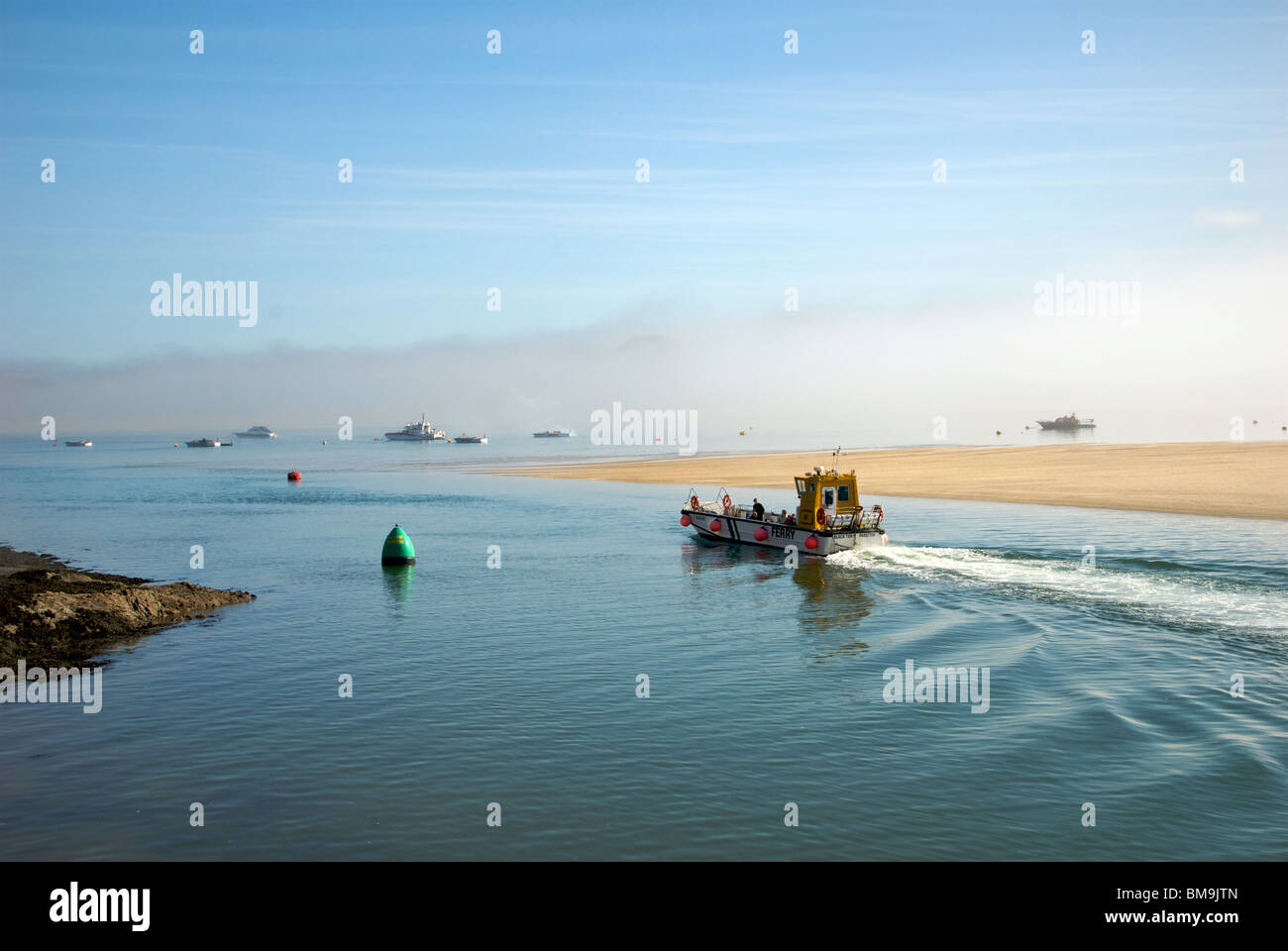 Padstow Cornwall UK Harbor Harbour Quay Camel River Estuary Mist Ferry