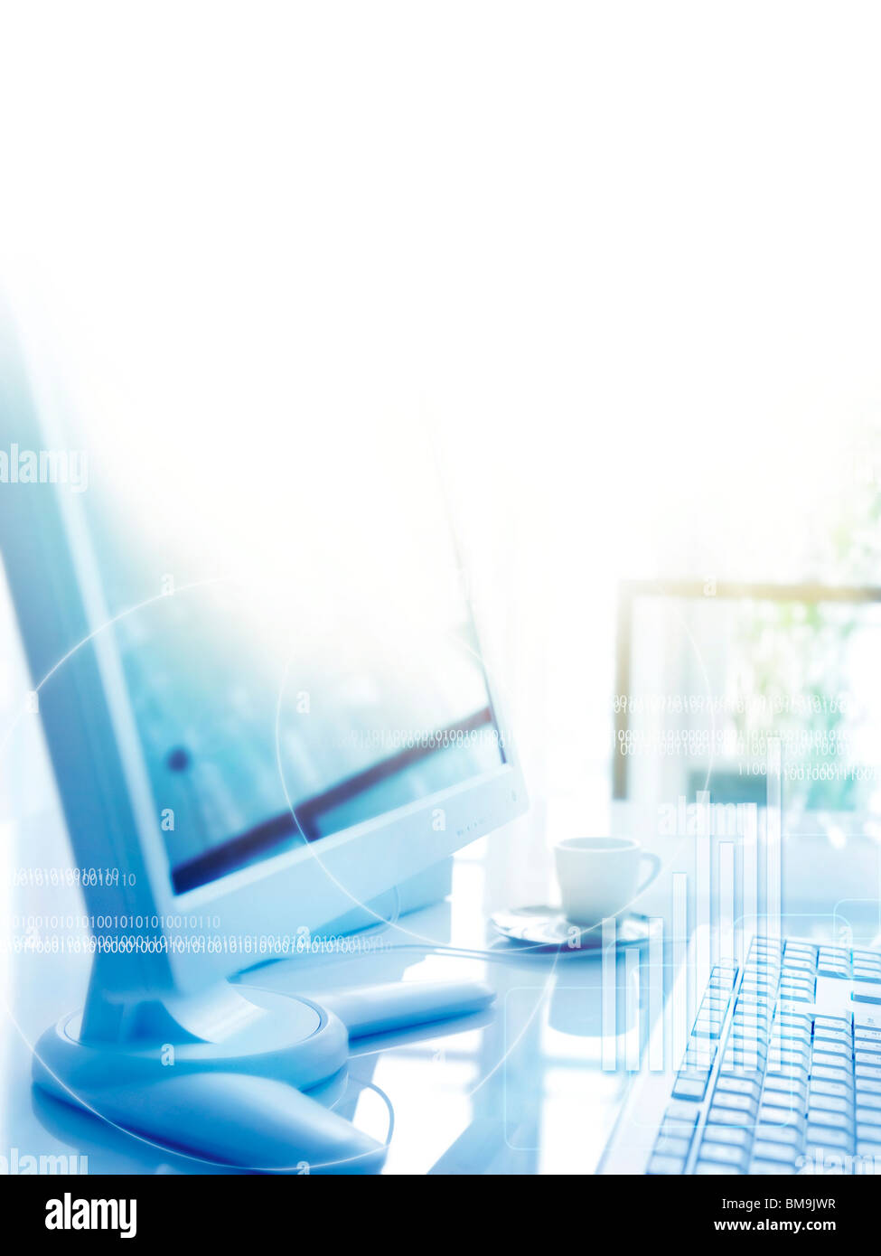 Computer on desk, computer graphic Stock Photo - Alamy
