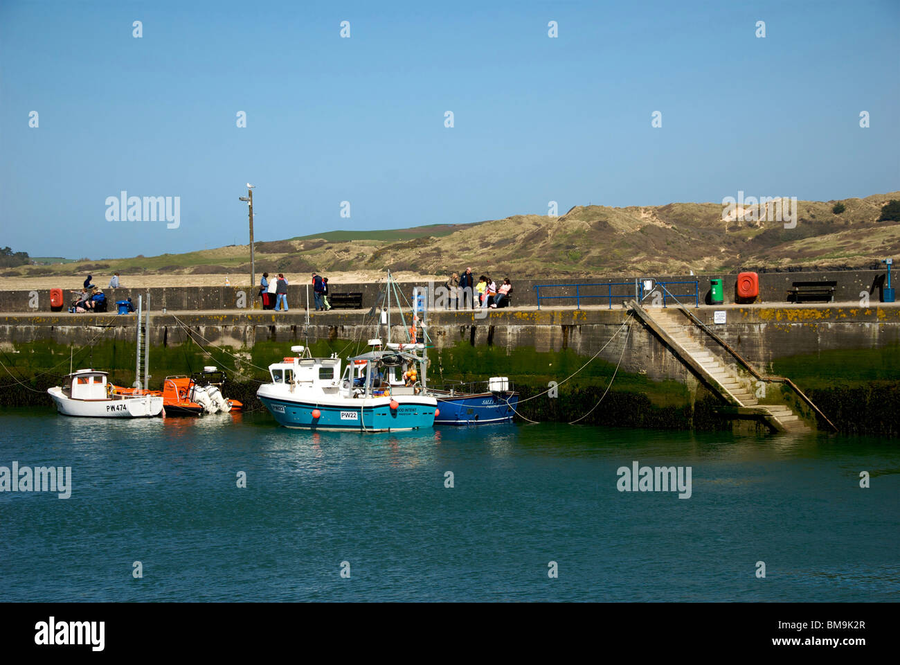 Padstow Cornwall UK Harbor Harbour Quay Fishing Boats Stock Photo Alamy