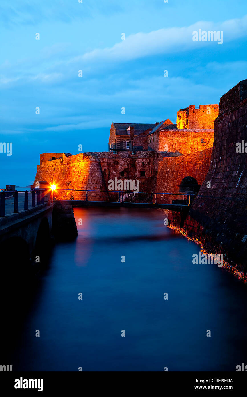 Castle Cornet at dusk, Guernsey, Channel Islands. Stock Photo