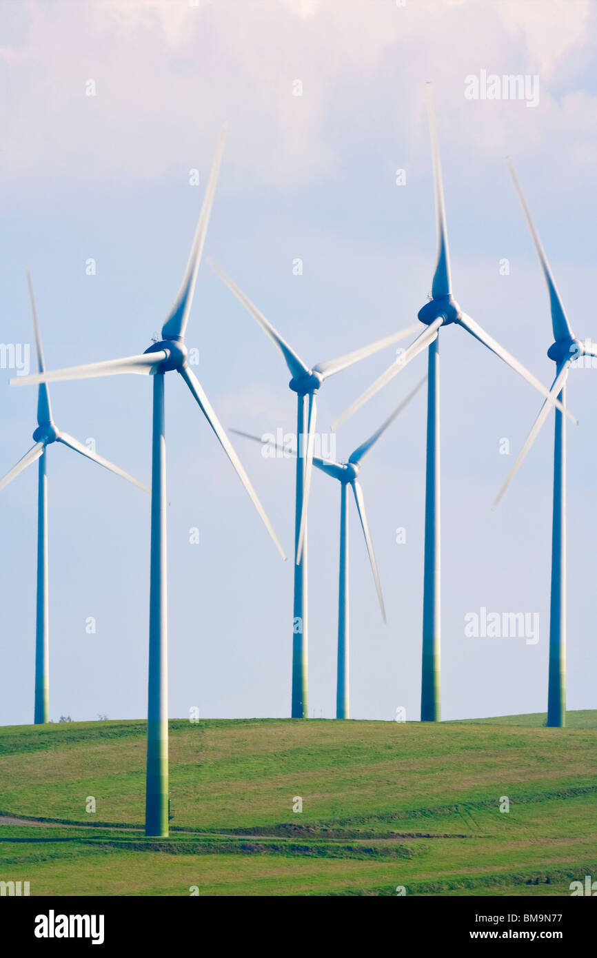 alternative energy - wind turbines farm in czech republic Stock Photo