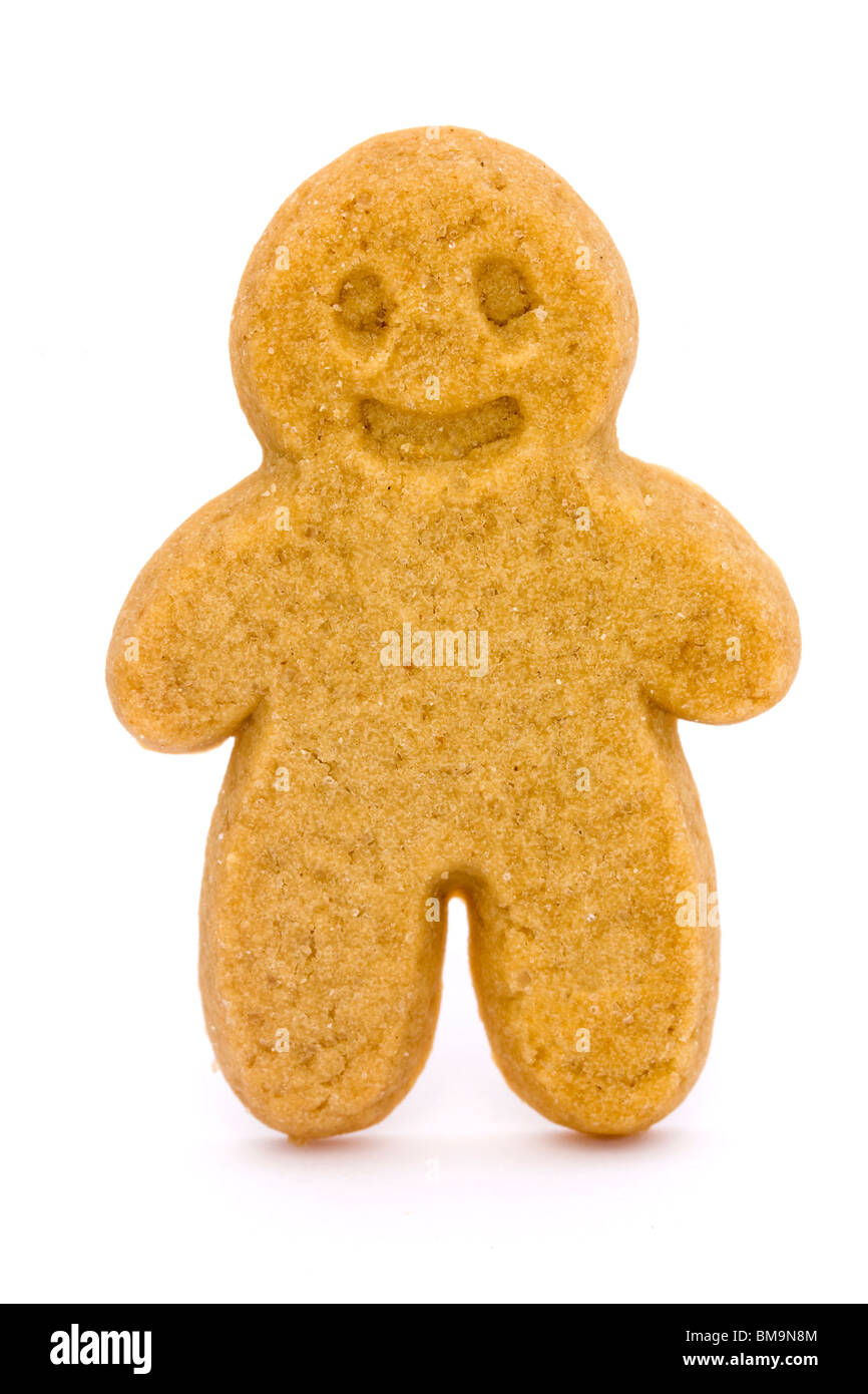 single gingerbread man on a white background Stock Photo