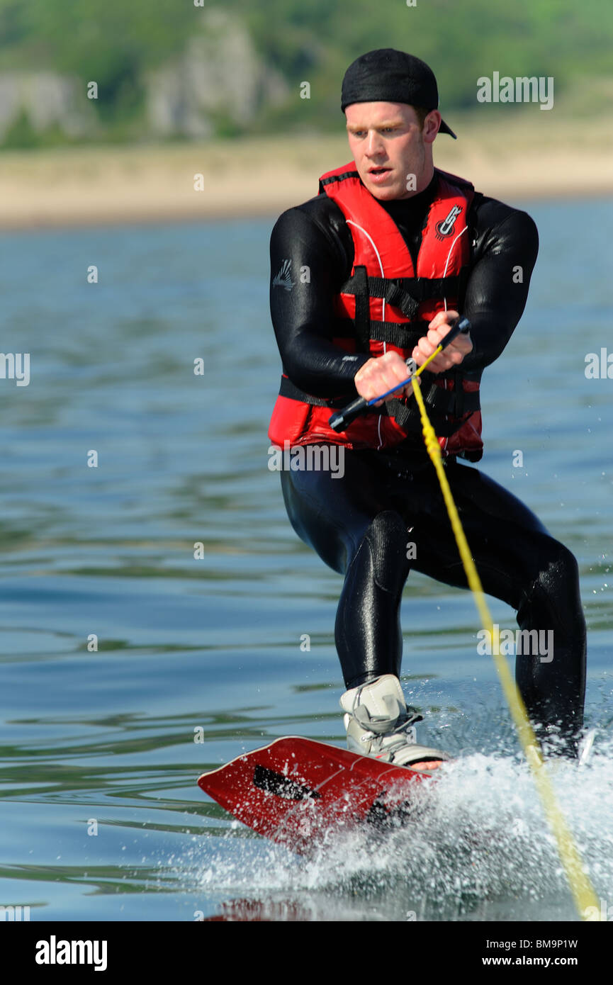 Wake boarding at Oxwich Bay Stock Photo - Alamy