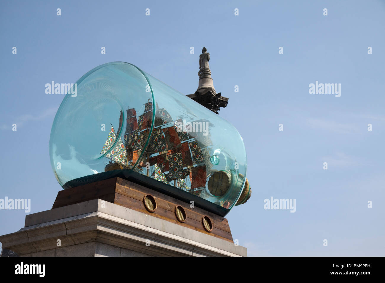 Fourth Plinth Ship  by Yinka Shonibare, Trafalgar Square , London , England Stock Photo