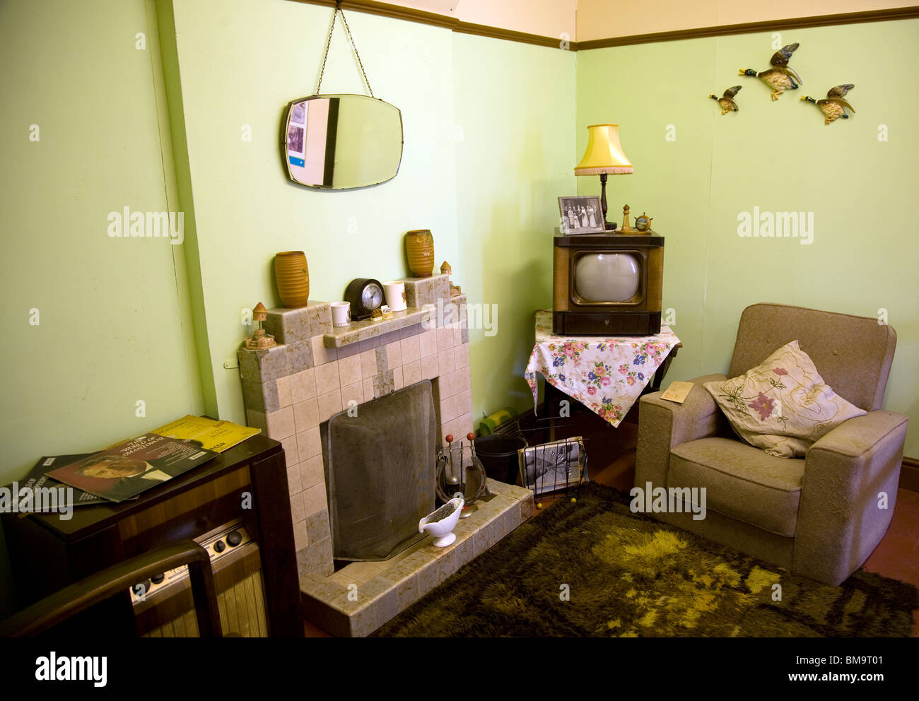 1950s living room, Museum of East Anglian Life, Stowmarket, Suffolk Stock Photo