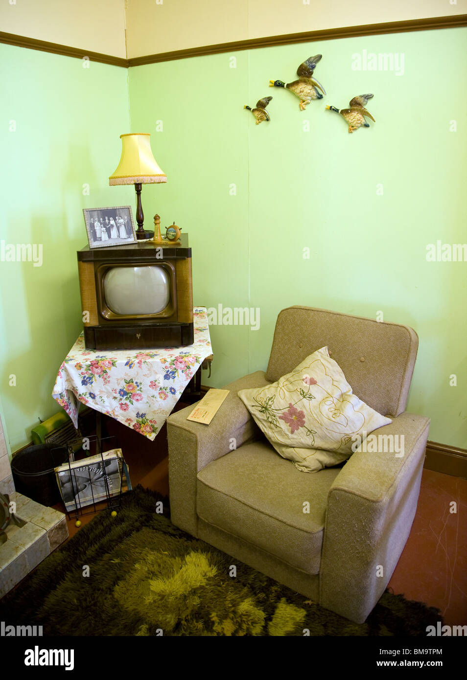 1950s front room, Museum of East Anglian Life, Stowmarket, Suffolk, England, UK Stock Photo