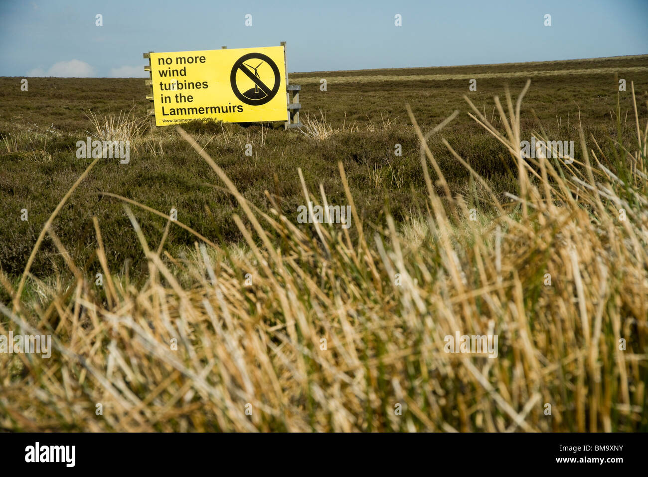 Anti wind farm protest poster in Lammermuir Hills Scotland Stock Photo