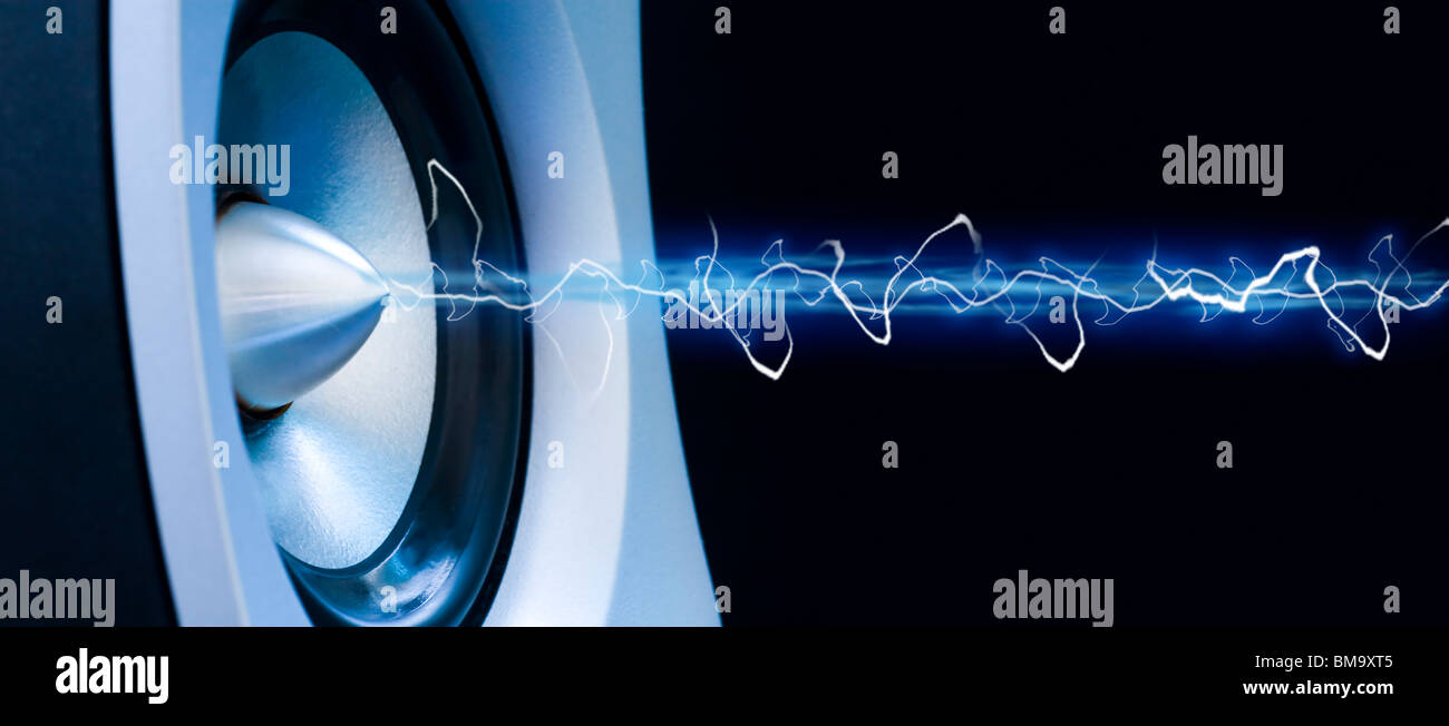 Abstract showing music from a speaker Stock Photo