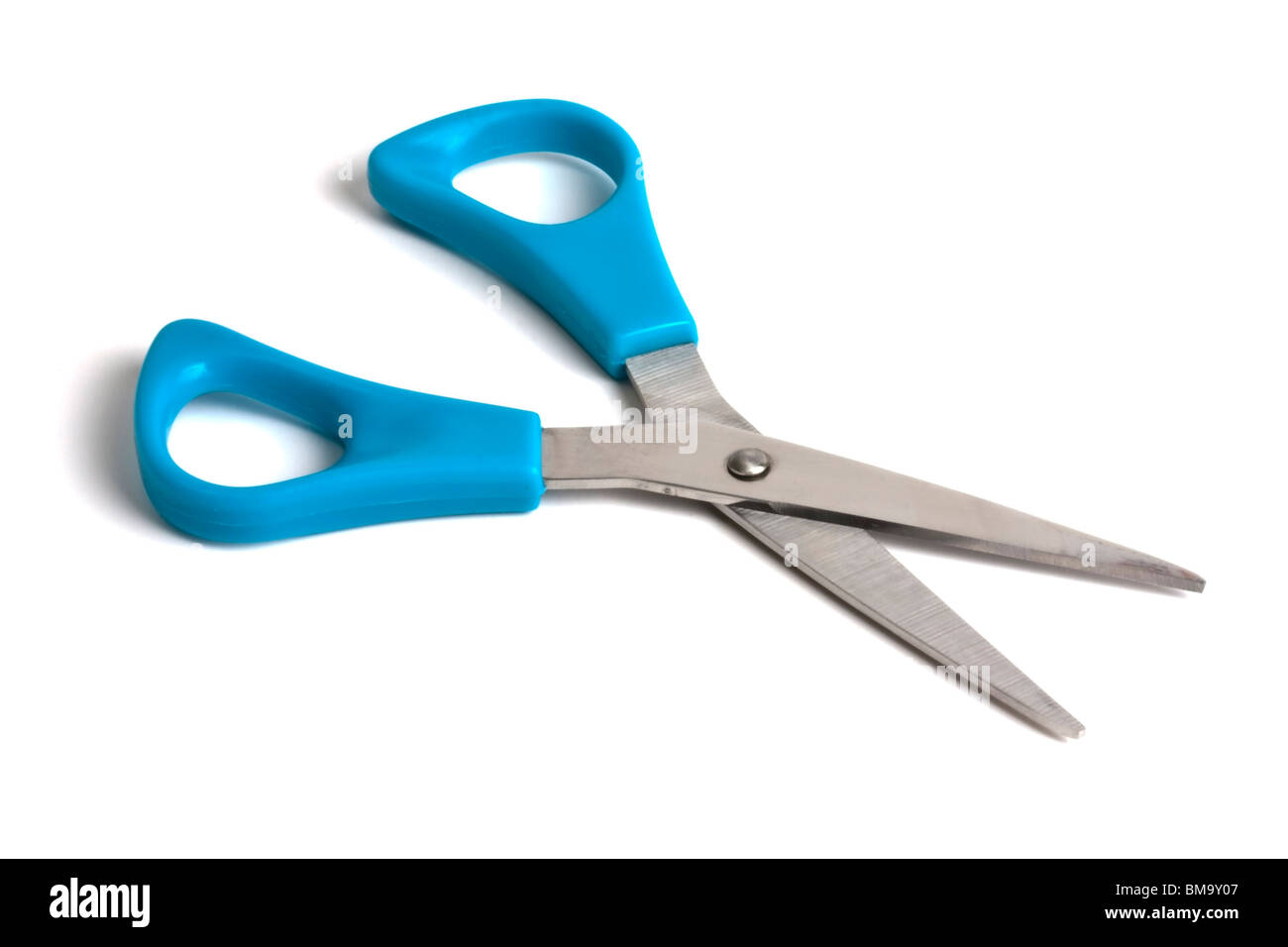 Blue scissors isolated on white background Stock Photo - Alamy