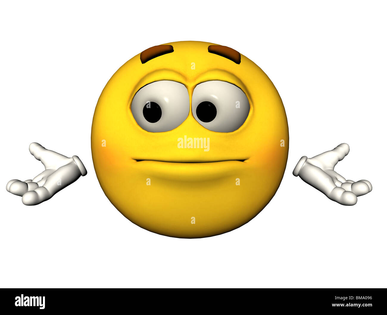 3D illustration of a helpless emoticon Stock Photo