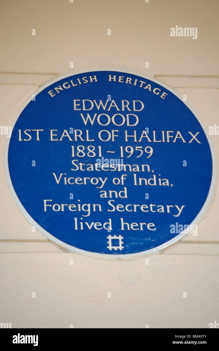 english heritage blue plaque marking a home of edward wood, 1st earl of