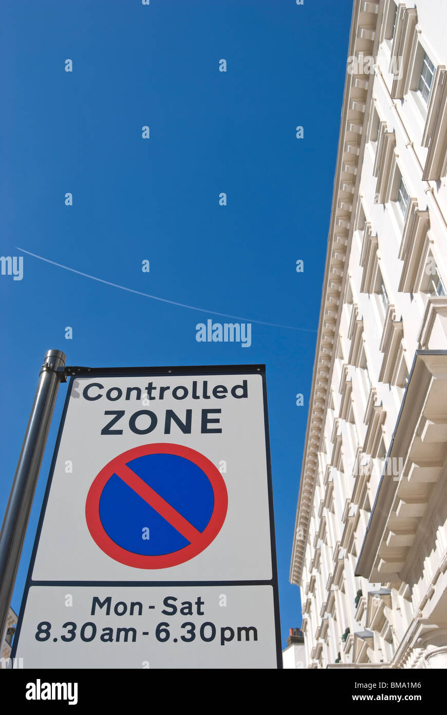 sign for a controlled parking zone in eaton place, belgravia, london