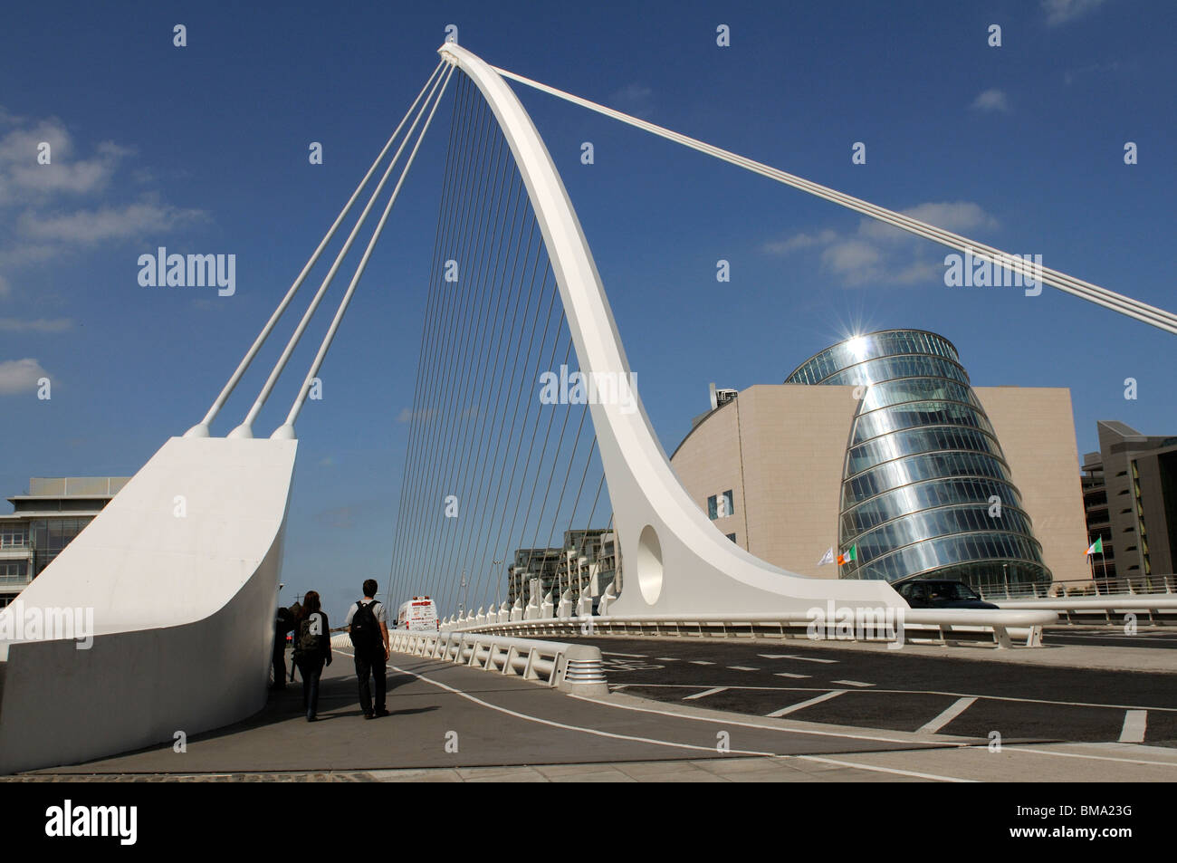 Samual Beckett Bridge over the River Liffey and the new Convention ...