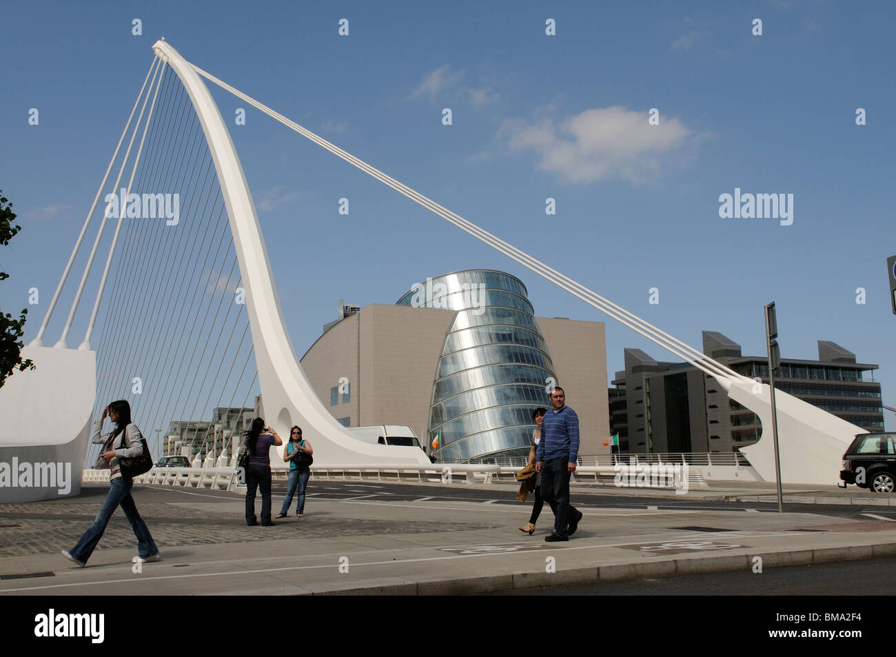 Samual Beckett Bridge over the River Liffey and the new Convention ...