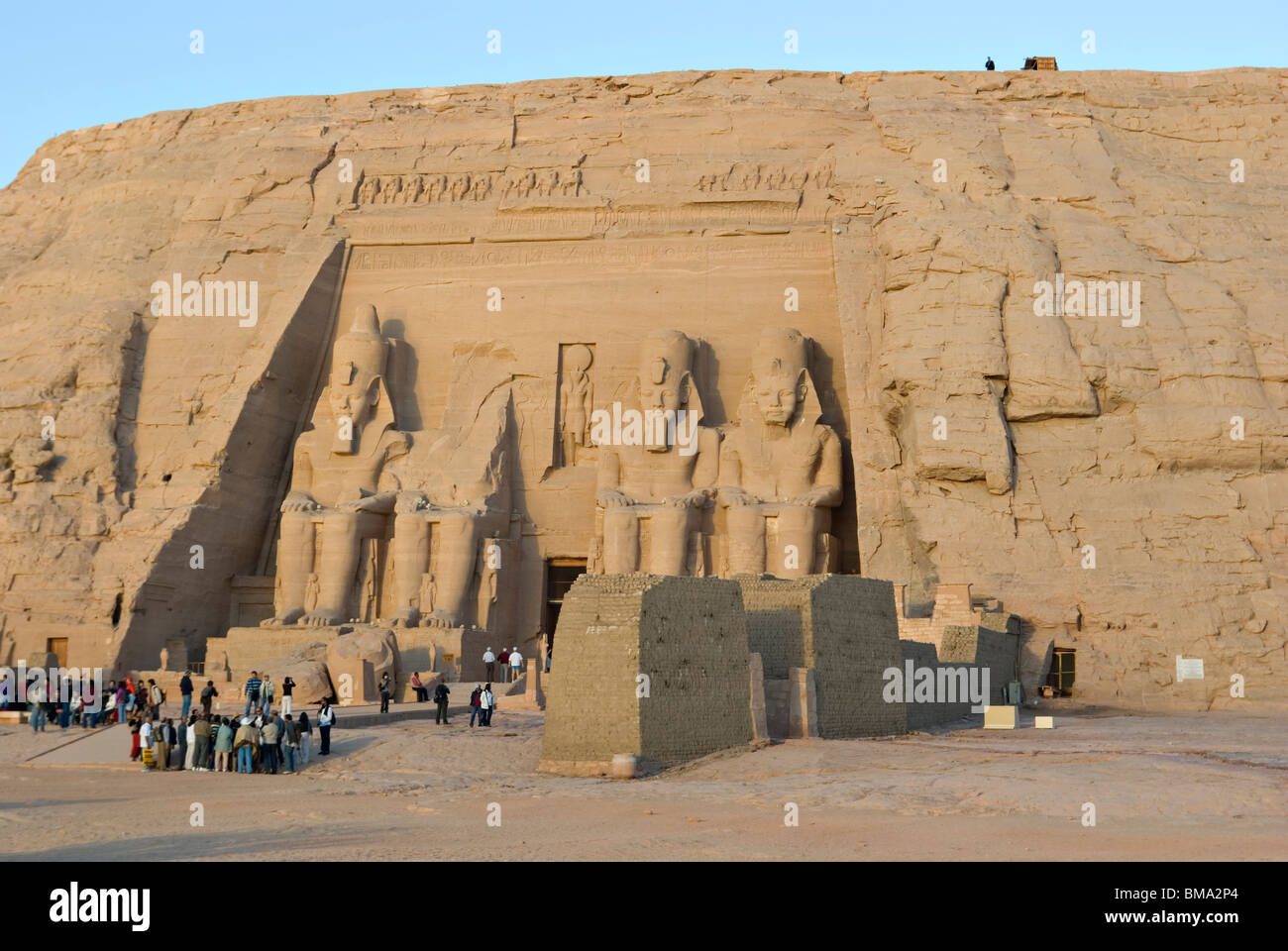 Temple of Ramesses II, in Abu Simbel, Lake Nasser's shore, Nubia, Southern Egypt. Stock Photo