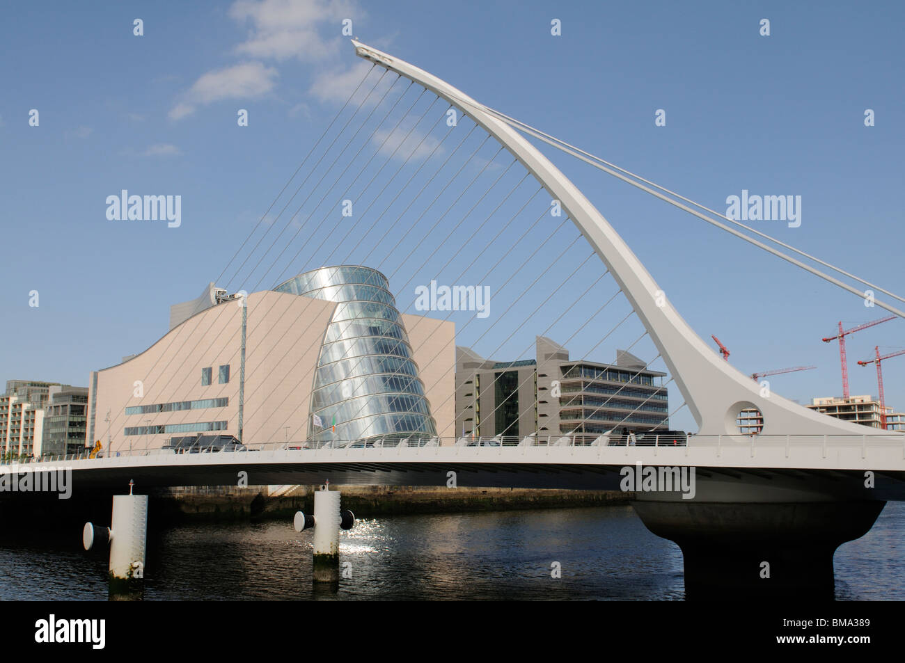 Samual Beckett Bridge over the River Liffey and the new Convention ...