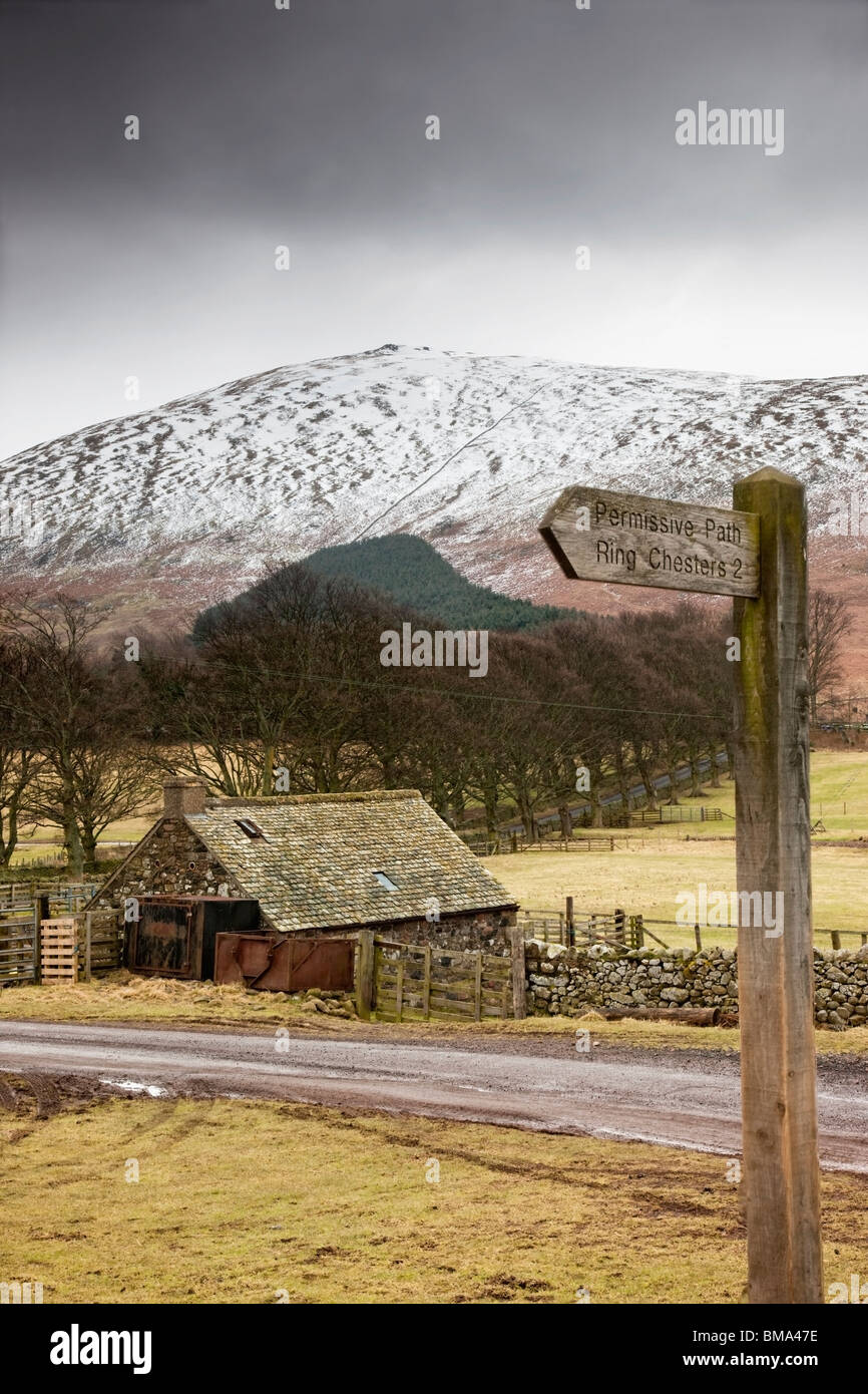 Scottish Borders, Scotland; A Shed Along The Road With A Snow Covered