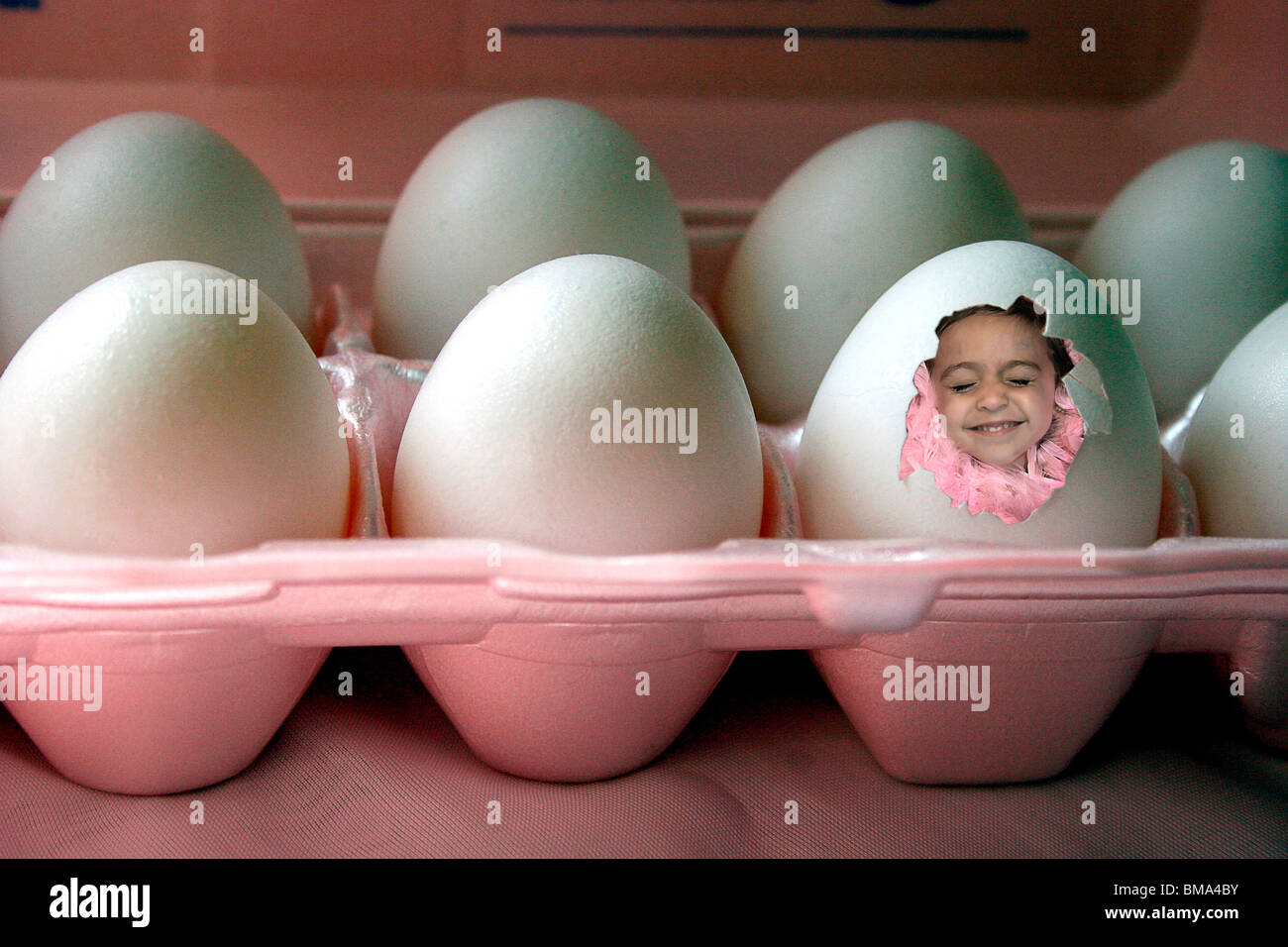 Girl in an egg. Stock Photo