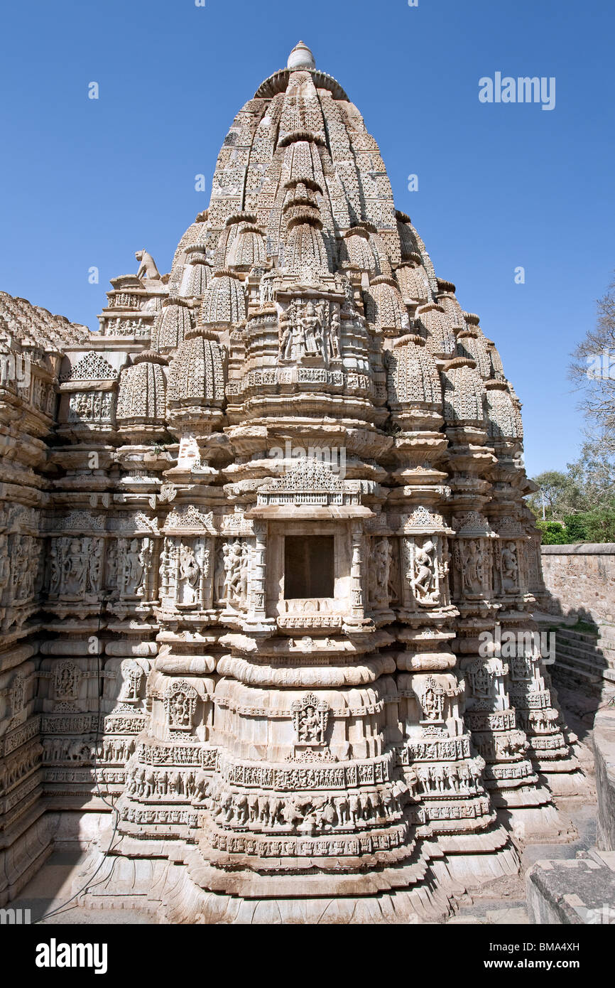 Detail of Sammidheshwar Jain Temple. Chittorgarh Fort. Rajasthan. India Stock Photo