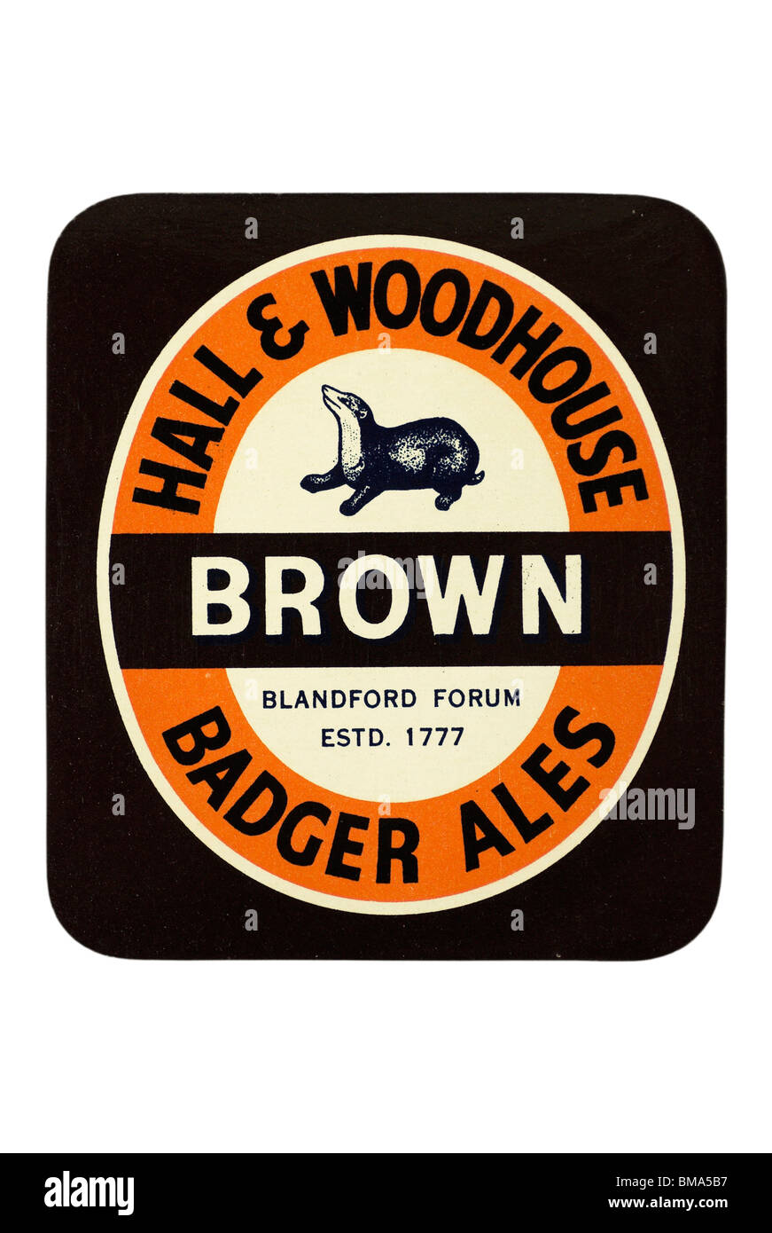 Hall & Woodhouse (Badger) Brown Ale bottle label - date unknown. Stock Photo