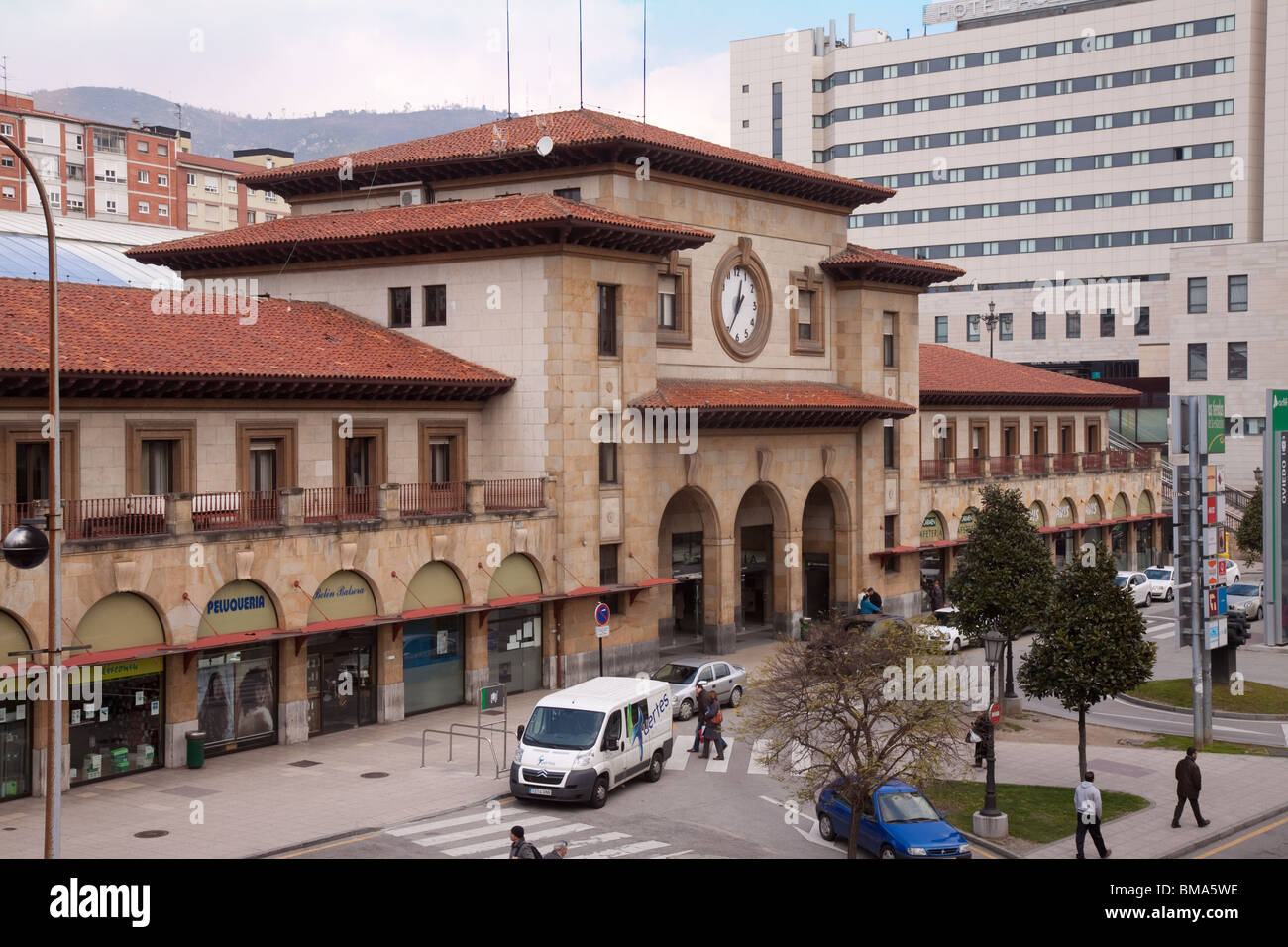 Front of Oviedo Railway Station Stock Photo