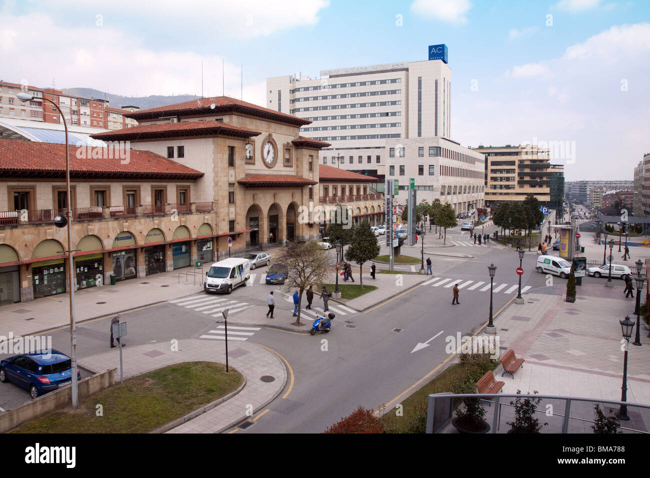 Front of Oviedo Railway Station Stock Photo