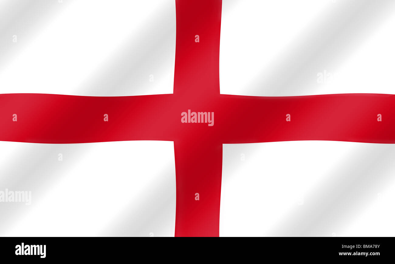 English St. George flag blowing in the wind illustration. Stock Photo