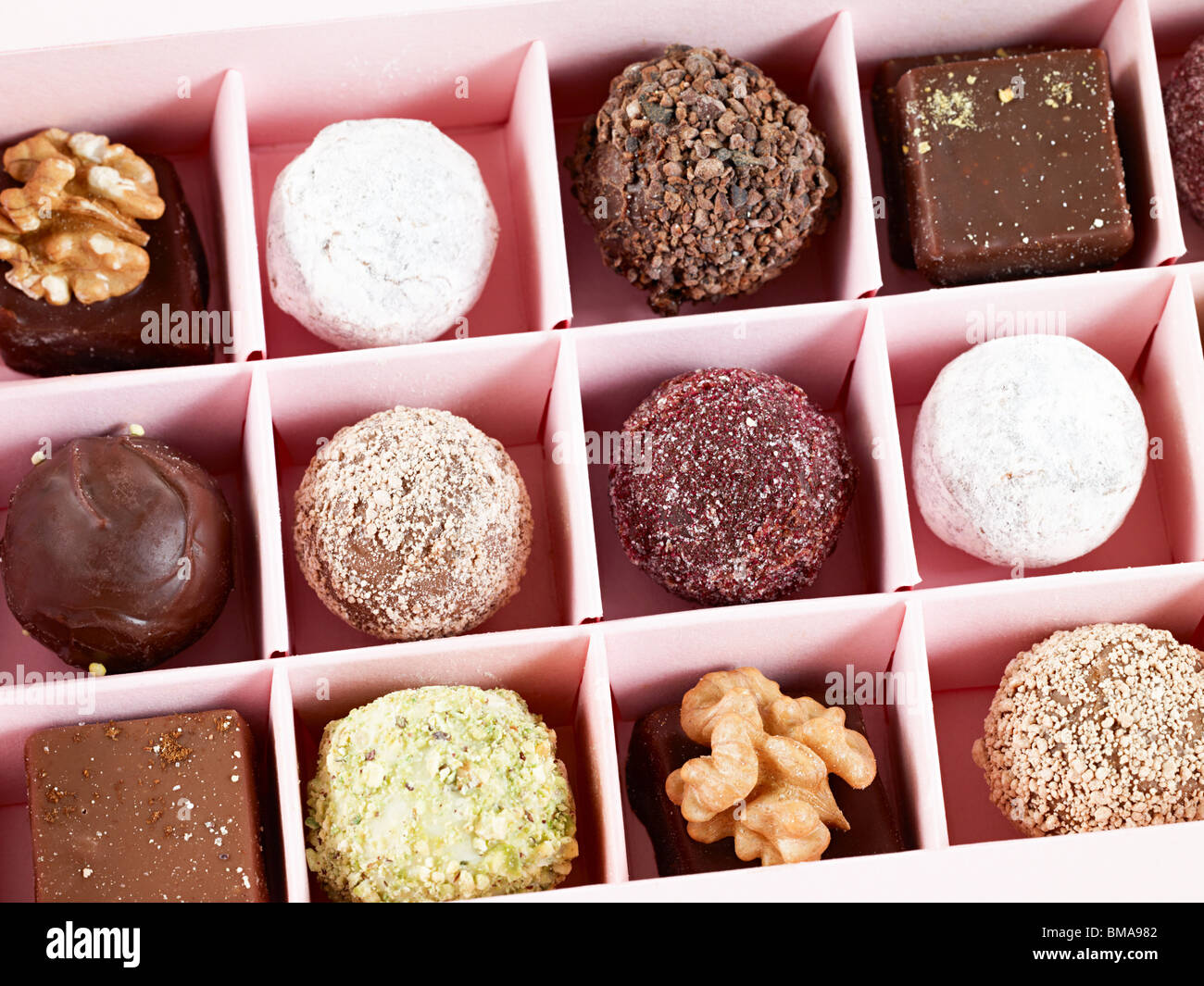 Chocolates in box Stock Photo Alamy