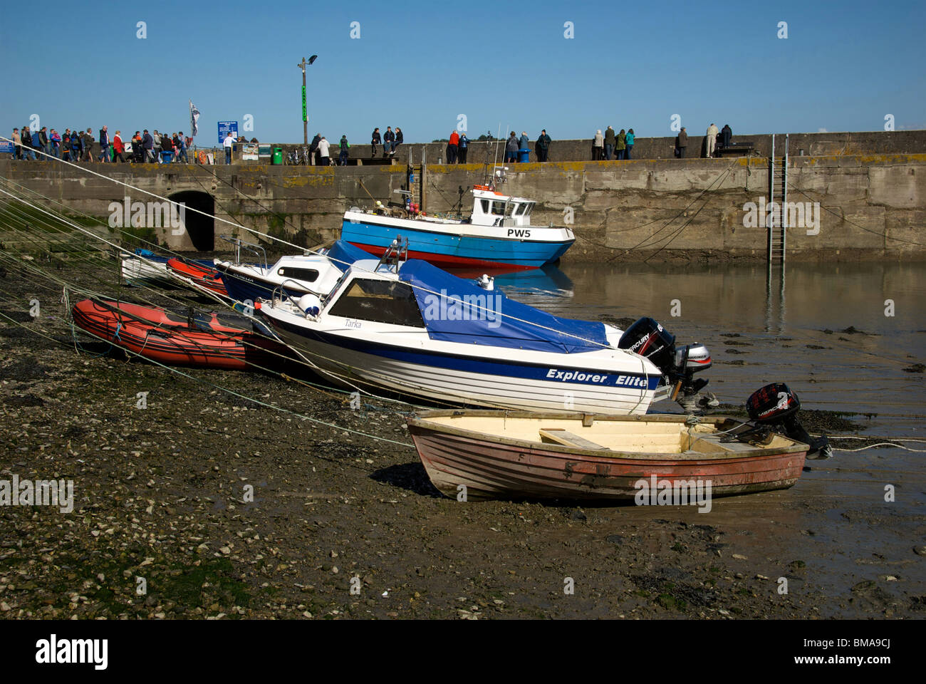 Padstow Cornwall UK Harbor Harbour Quay Fishing Boats Stock Photo Alamy