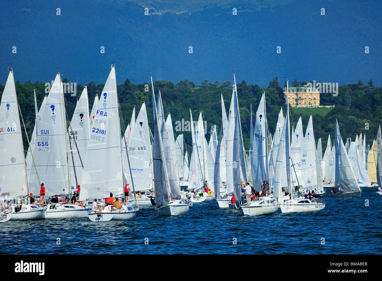 Start of the Bol d'Or yacht race on Lac Léman, 2009 Stock Photo Alamy