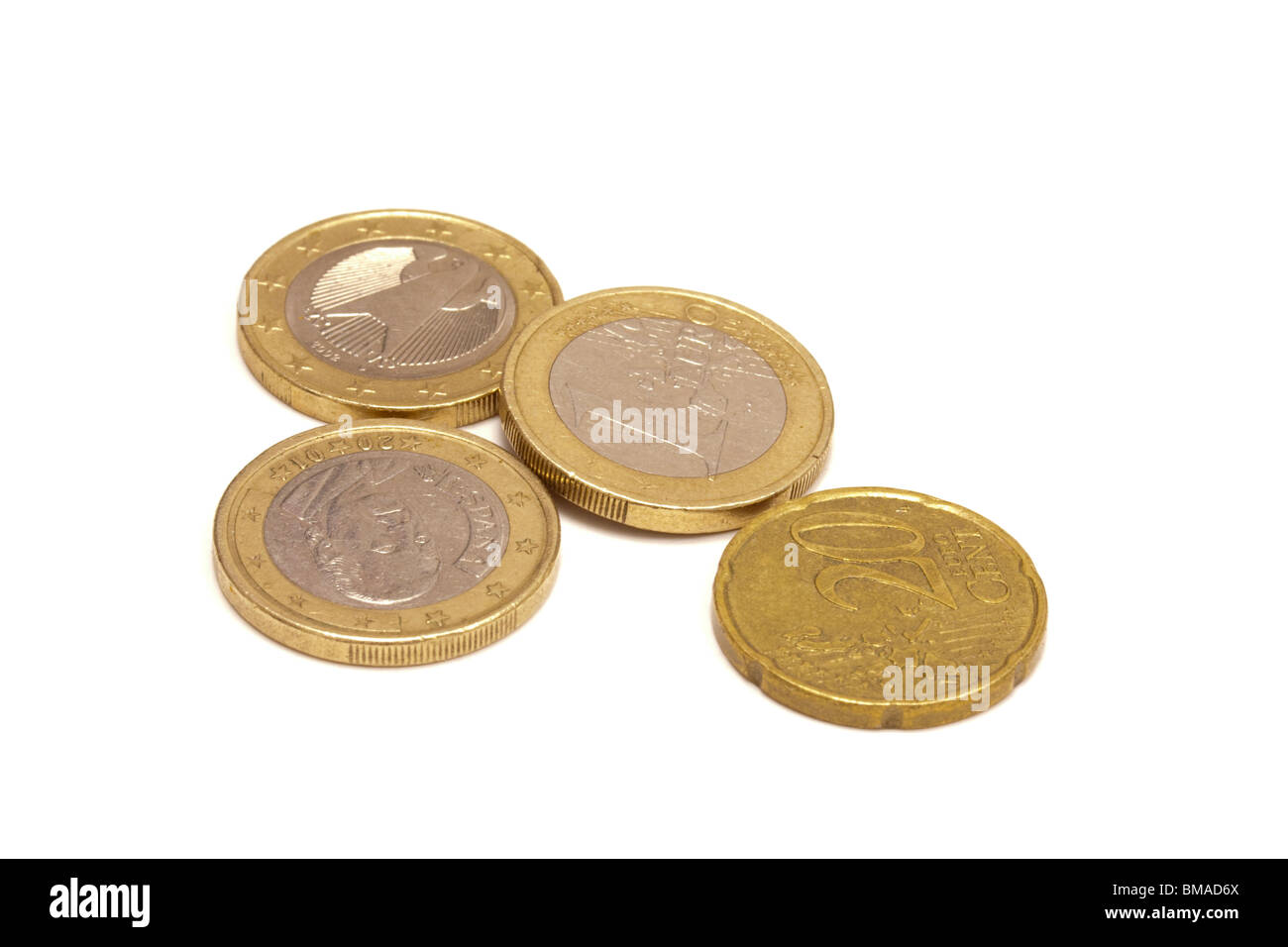Euro coins isolated on white background Stock Photo - Alamy