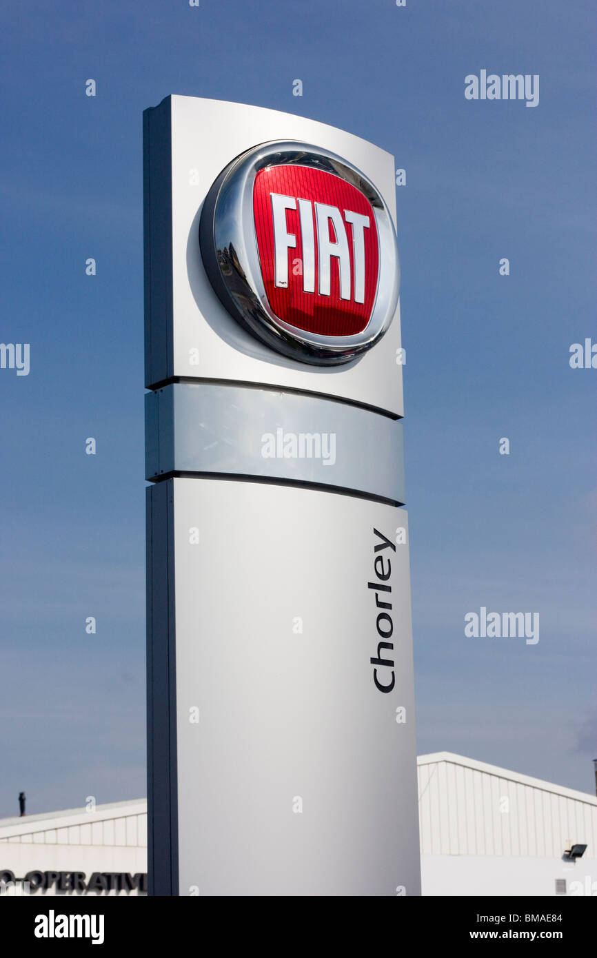 Fiat car logo on a dealership sign Stock Photo